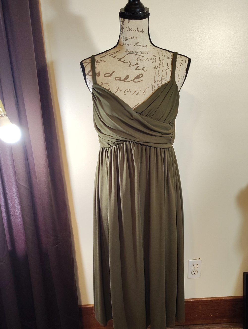 Olive Green Spaghetti Strap Dress